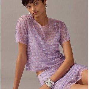 NWT J. Crew Collection Layered Sequin T-shirt - Lilac